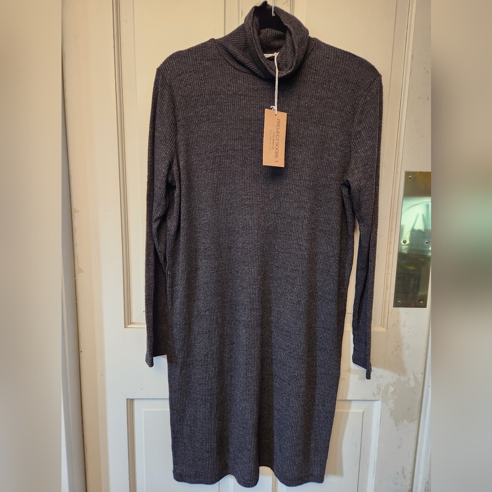 Project Social Turtleneck Rib Sweater Dress. Sz Med. BNWT